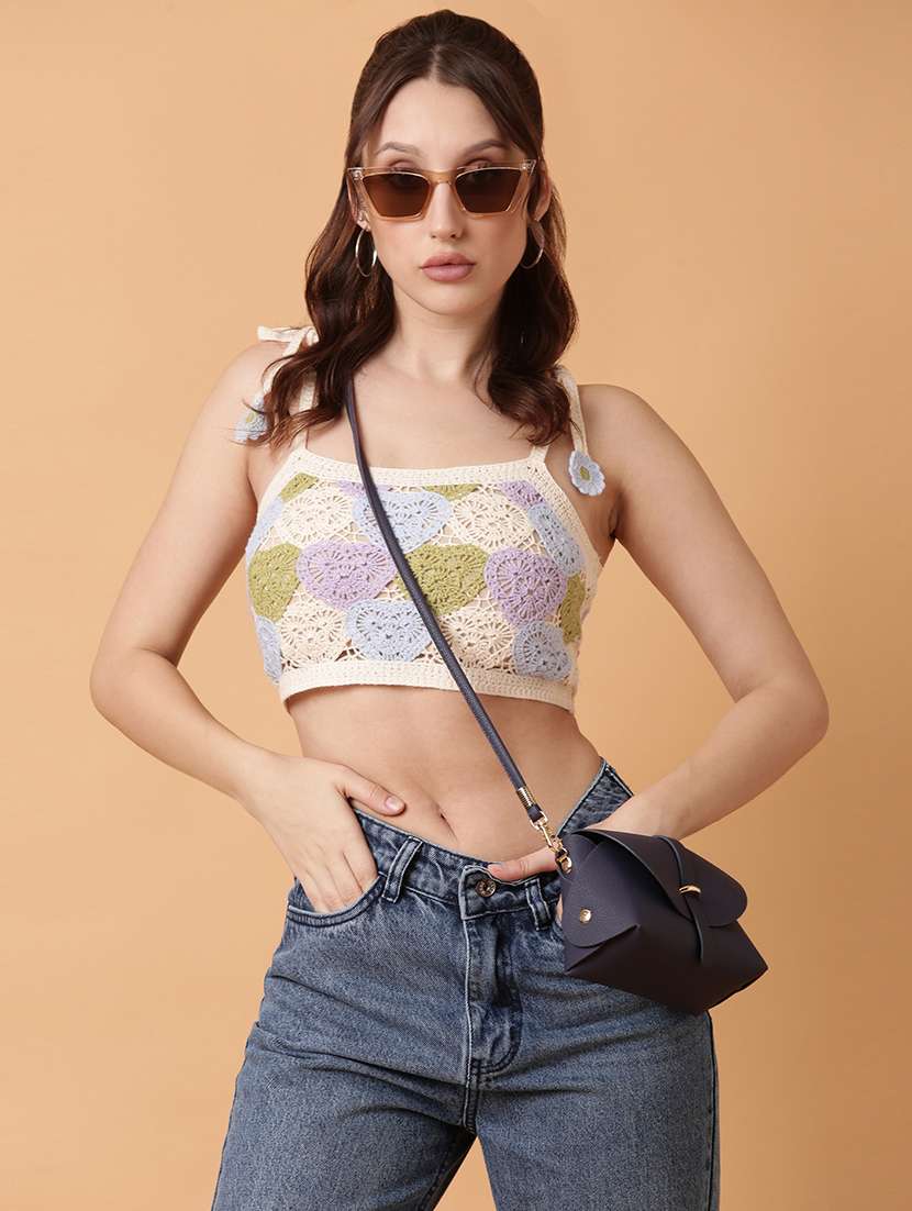 women sleeveless crochet crop top - 21515163 -  Standard Image - 1