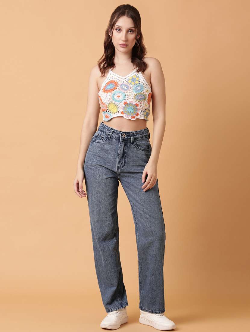 women sleeveless crochet crop top - 21515165 -  Standard Image - 4