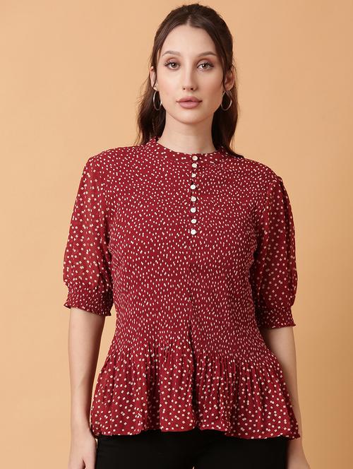 women red polka dot printed peplum top - 21515170 -  Standard Image - 0