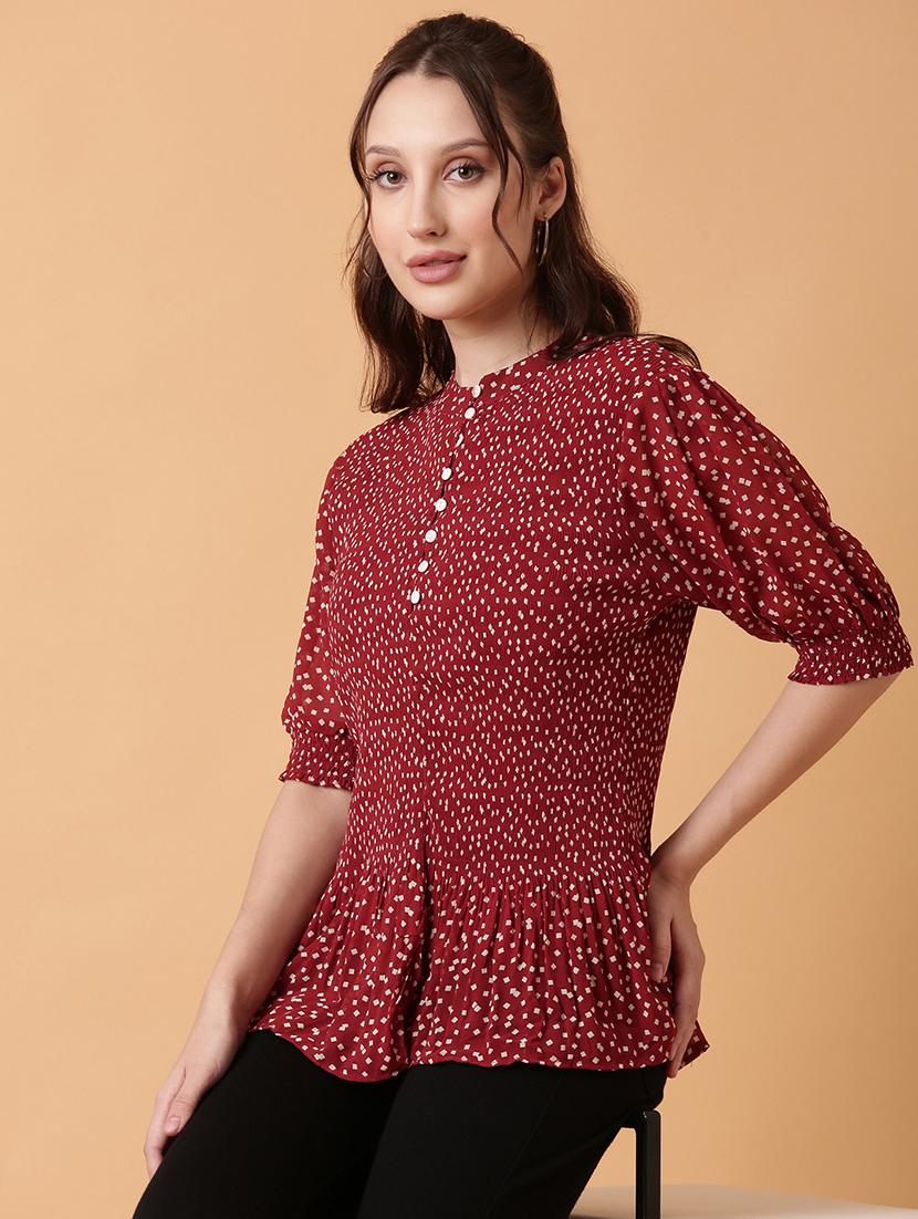 women red polka dot printed peplum top - 21515170 -  Standard Image - 1
