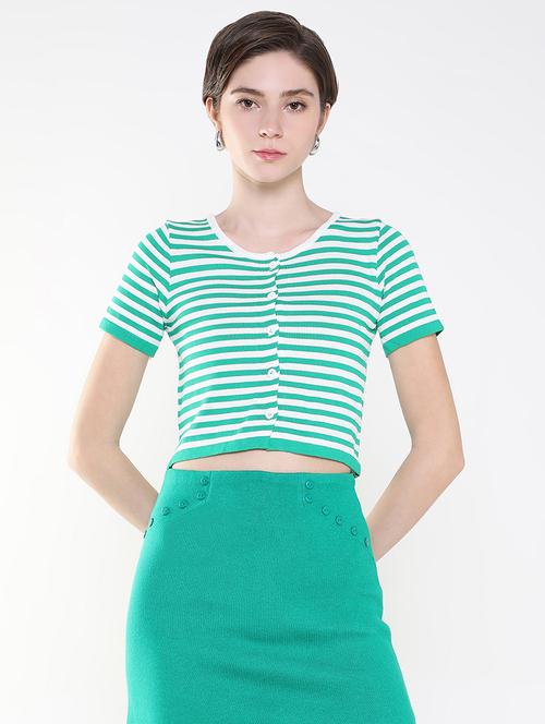 women green stripes regular top - 21515177 -  Standard Image - 0