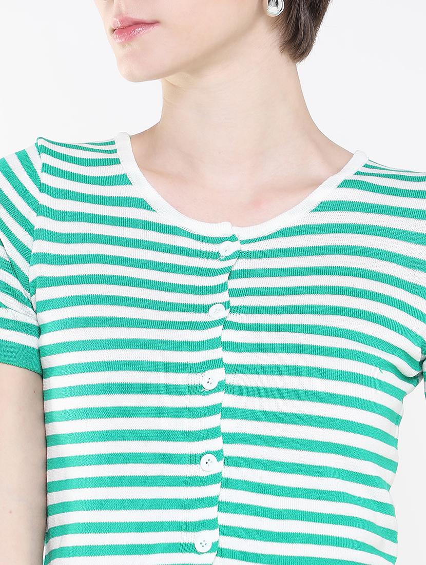 women green stripes regular top - 21515177 - Standard Image - 6