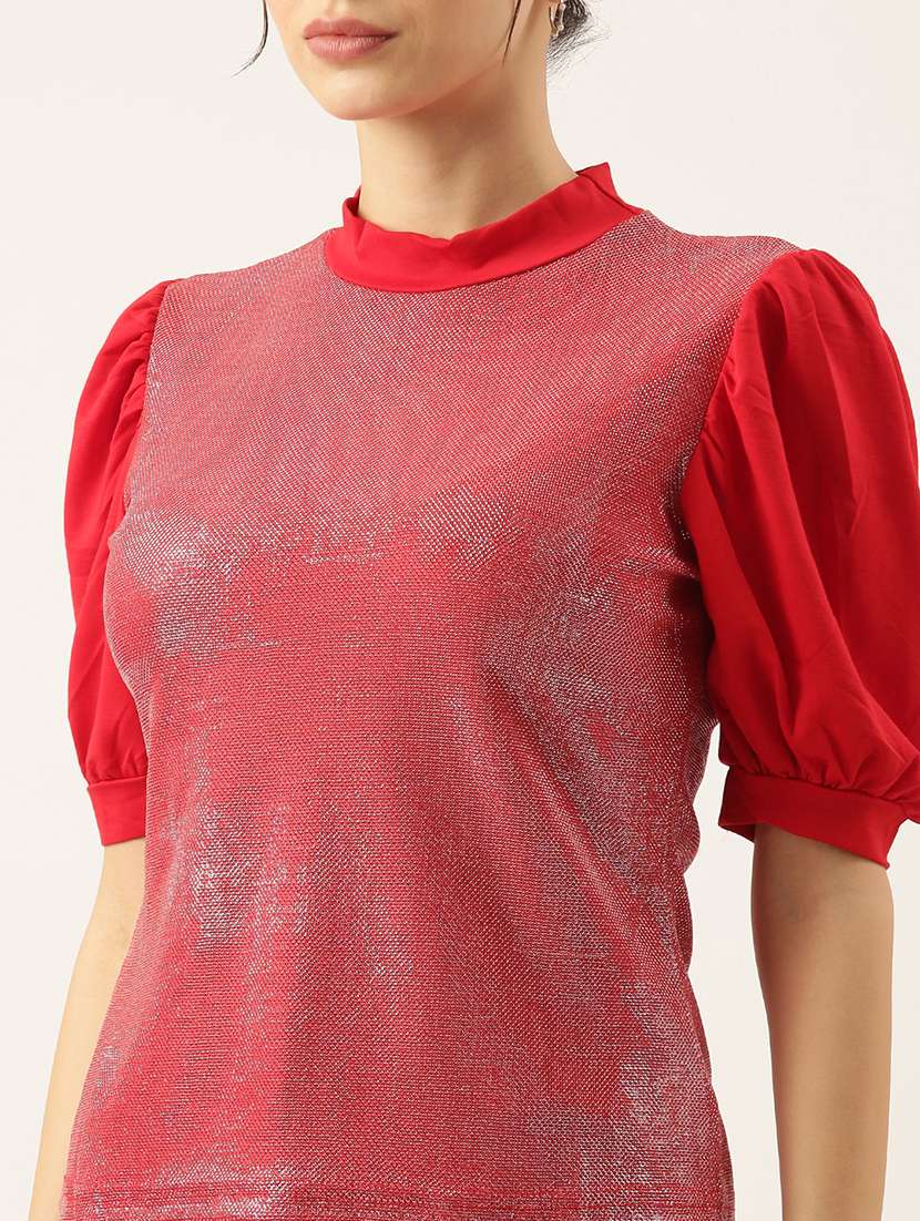 women red self-designed regular top - 21515188 -  Standard Image - 6