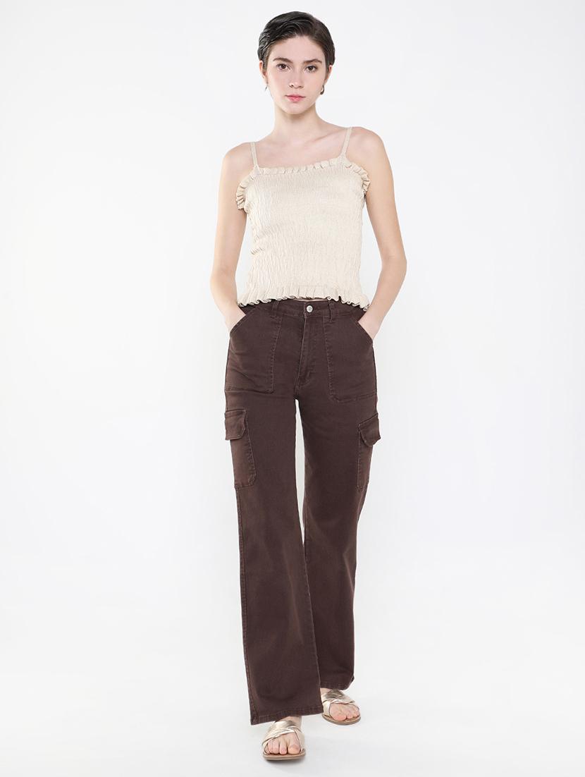 women beige solid regular top - 21515189 - Standard Image - 4