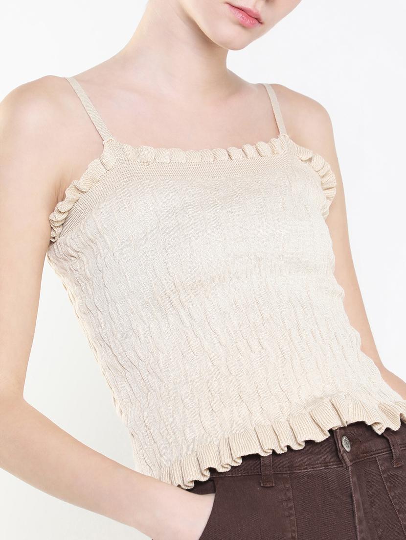 women beige solid regular top - 21515189 - Standard Image - 6