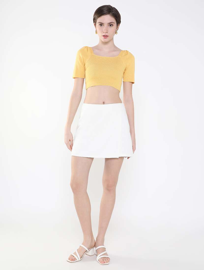 women mustard solid crop top - 21515201 -  Standard Image - 4