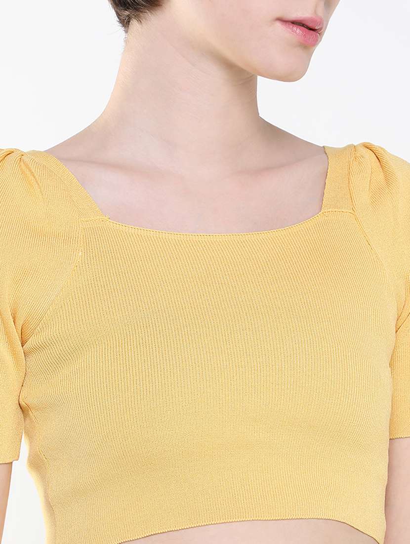 women mustard solid crop top - 21515201 -  Standard Image - 6