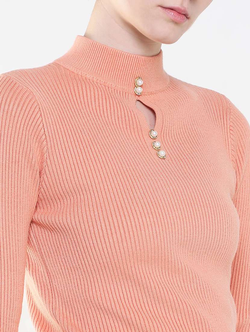 women peach solid regular top - 21515204 -  Standard Image - 6