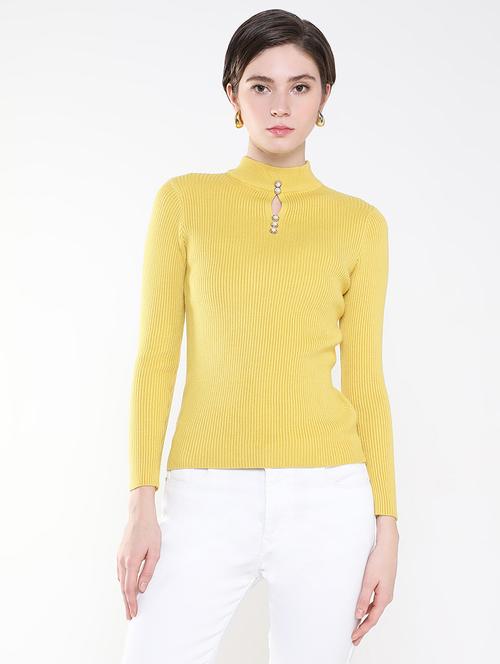 women yellow solid regular top - 21515205 -  Standard Image - 0