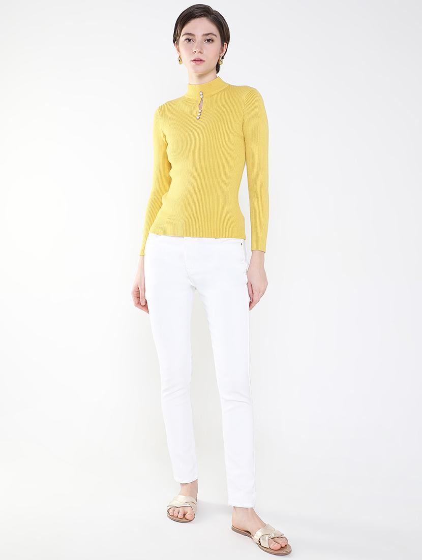 women yellow solid regular top - 21515205 - Standard Image - 4