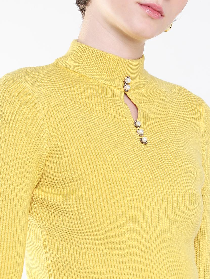 women yellow solid regular top - 21515205 - Standard Image - 6