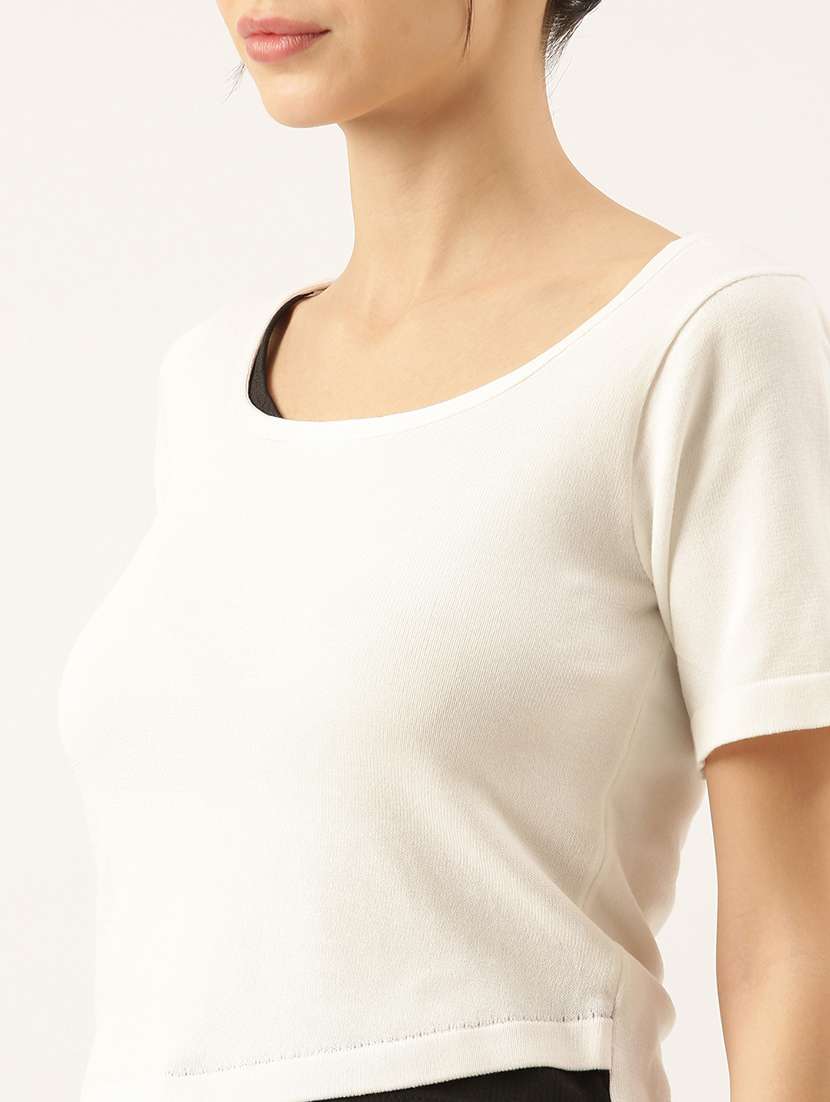women white color block regular top - 21515212 -  Standard Image - 6