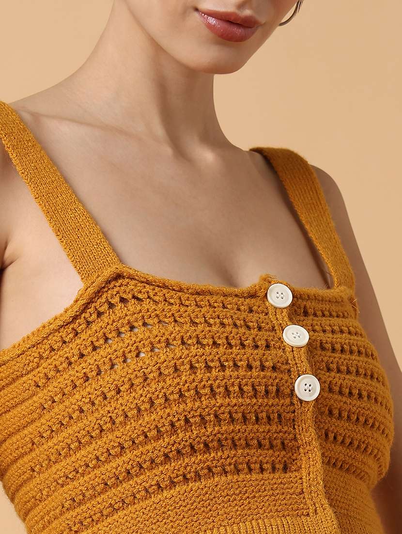 women mustard crochet crop top - 21515215 -  Standard Image - 6