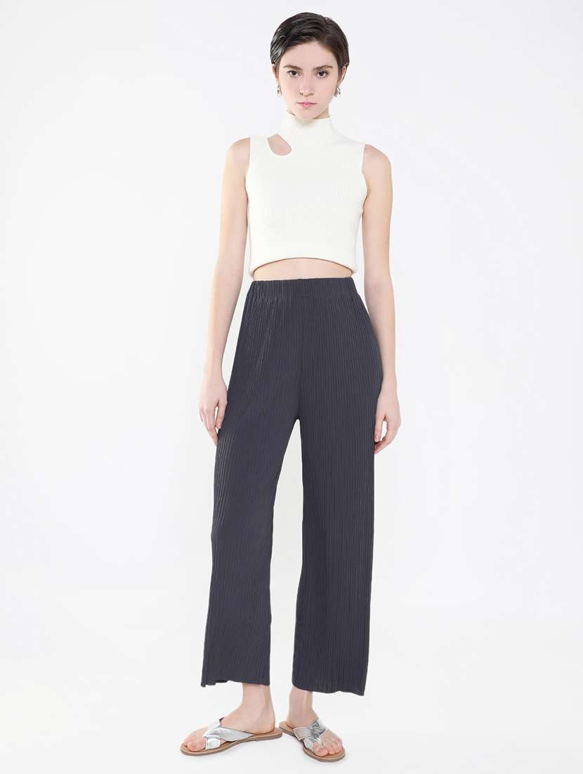 women steel grey wide leg trouser - 21515226 -  Standard Image - 4