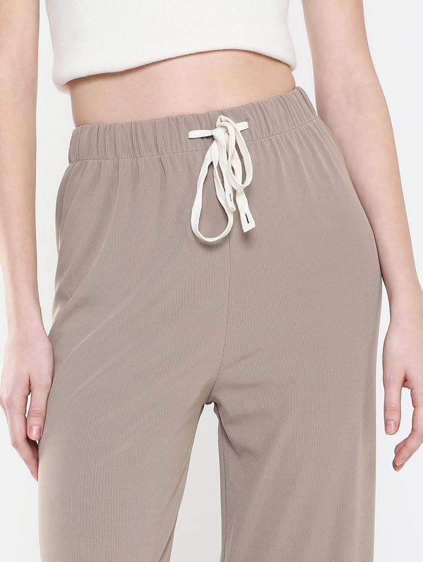 women brown lycra wide leg trouser - 21515227 - Standard Image - 6