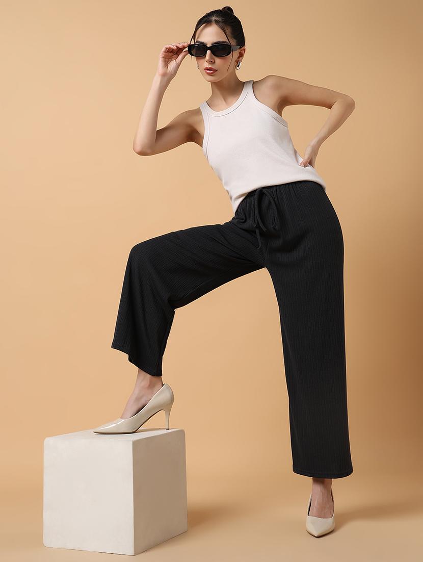 women steel grey lycra wide leg trouser - 21515228 -  Standard Image - 1