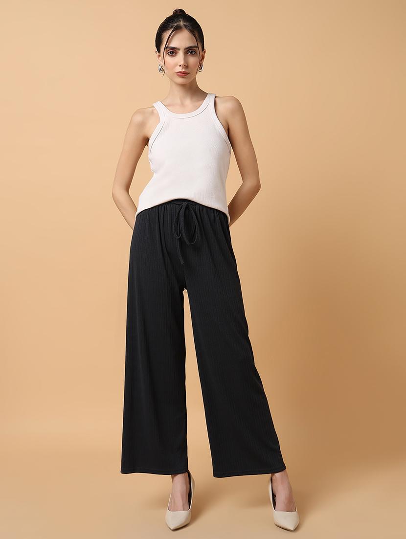 women steel grey lycra wide leg trouser - 21515228 - Standard Image - 4