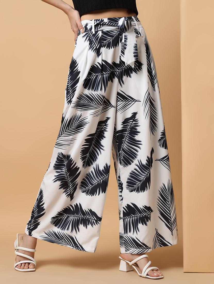 women white crepe wide leg trouser - 21515236 - Standard Image - 1