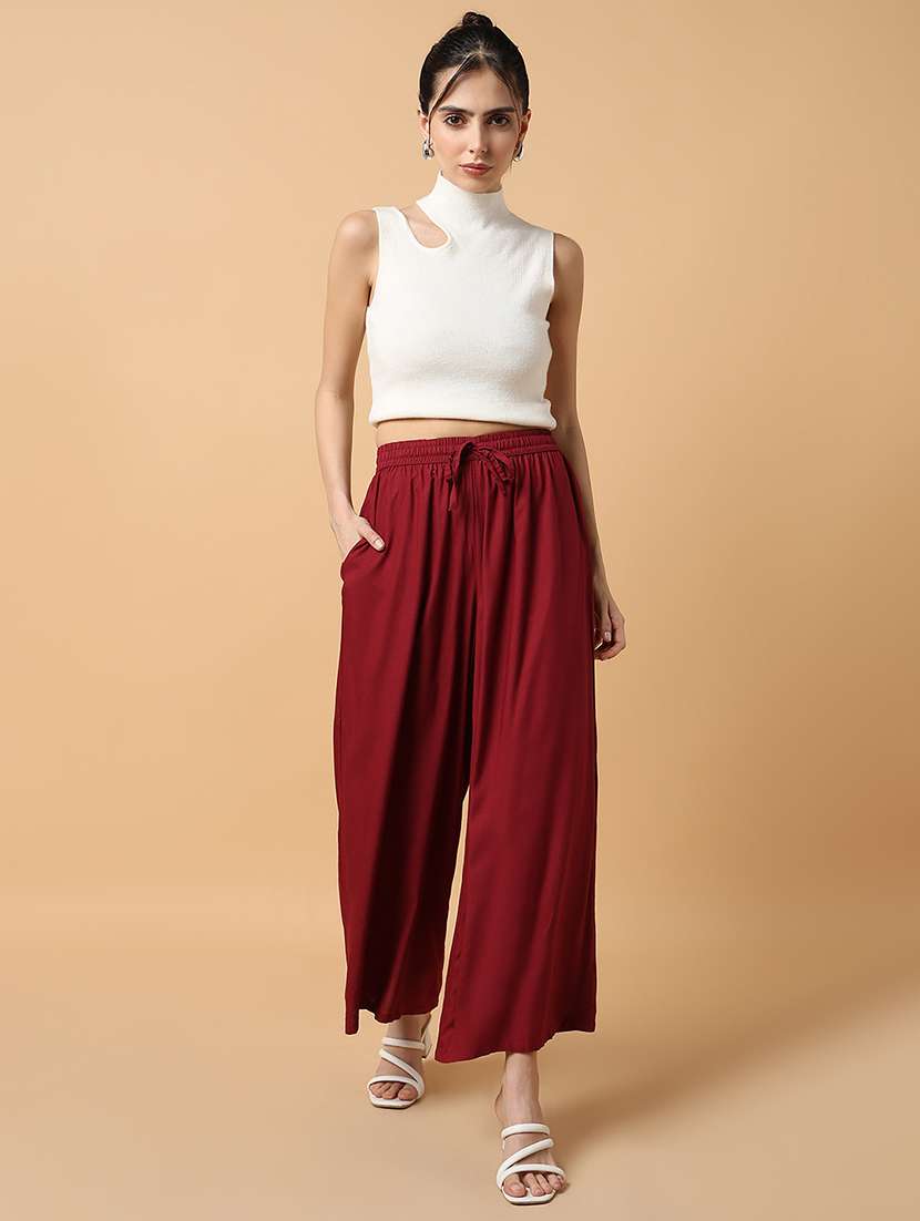 women solid flat front wide leg trouser - 21515239 -  Standard Image - 4