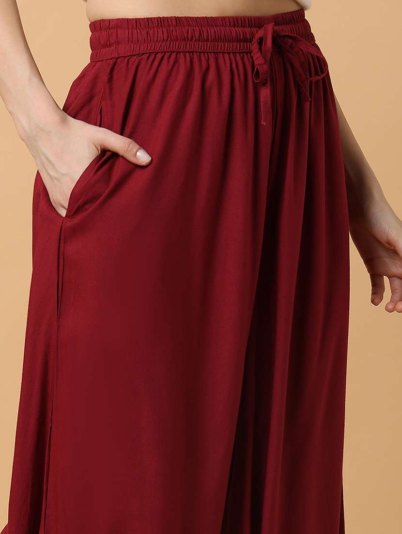 women solid flat front wide leg trouser - 21515239 -  Standard Image - 6