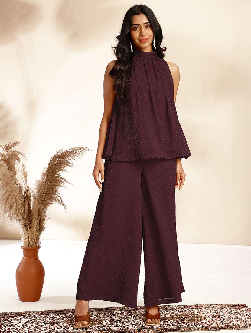 women purple self-designed co-ord set