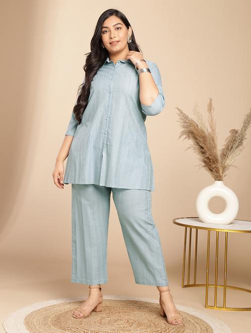 women light blue self-designed co-ord set - 21515280 - Standard Image - 0