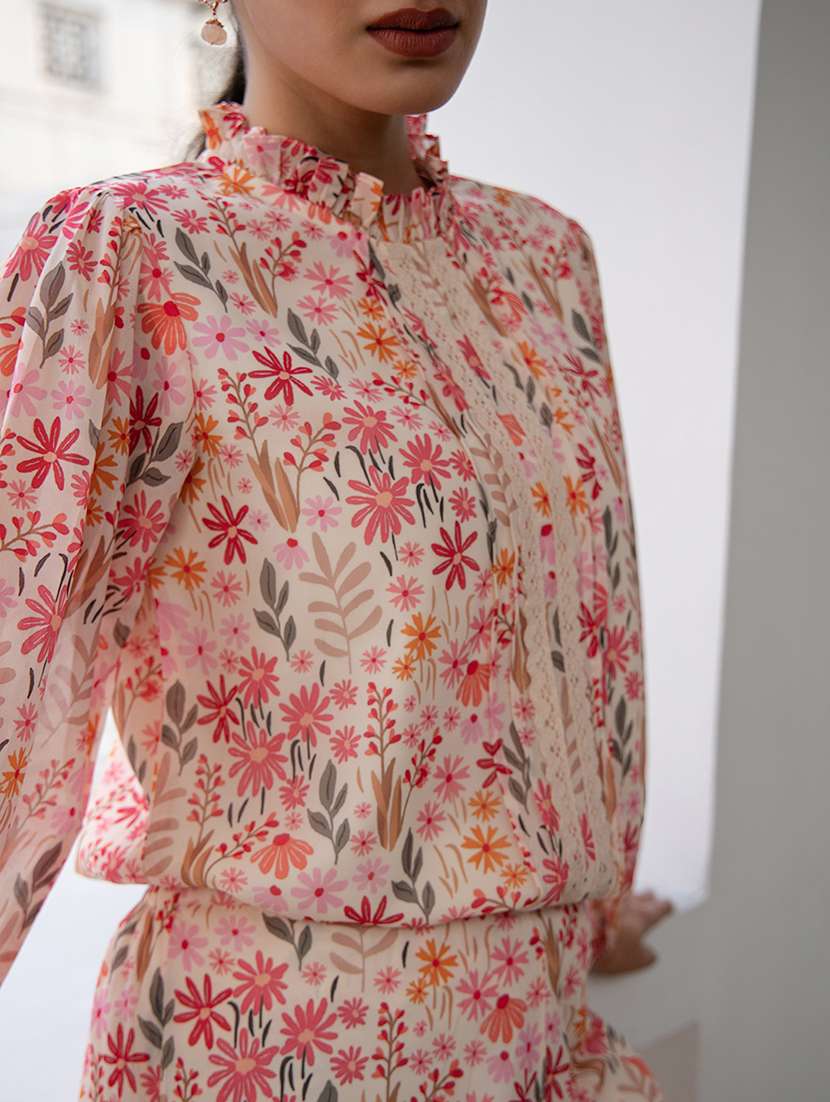 women beige floral printed co-ord set - 21515291 -  Standard Image - 4