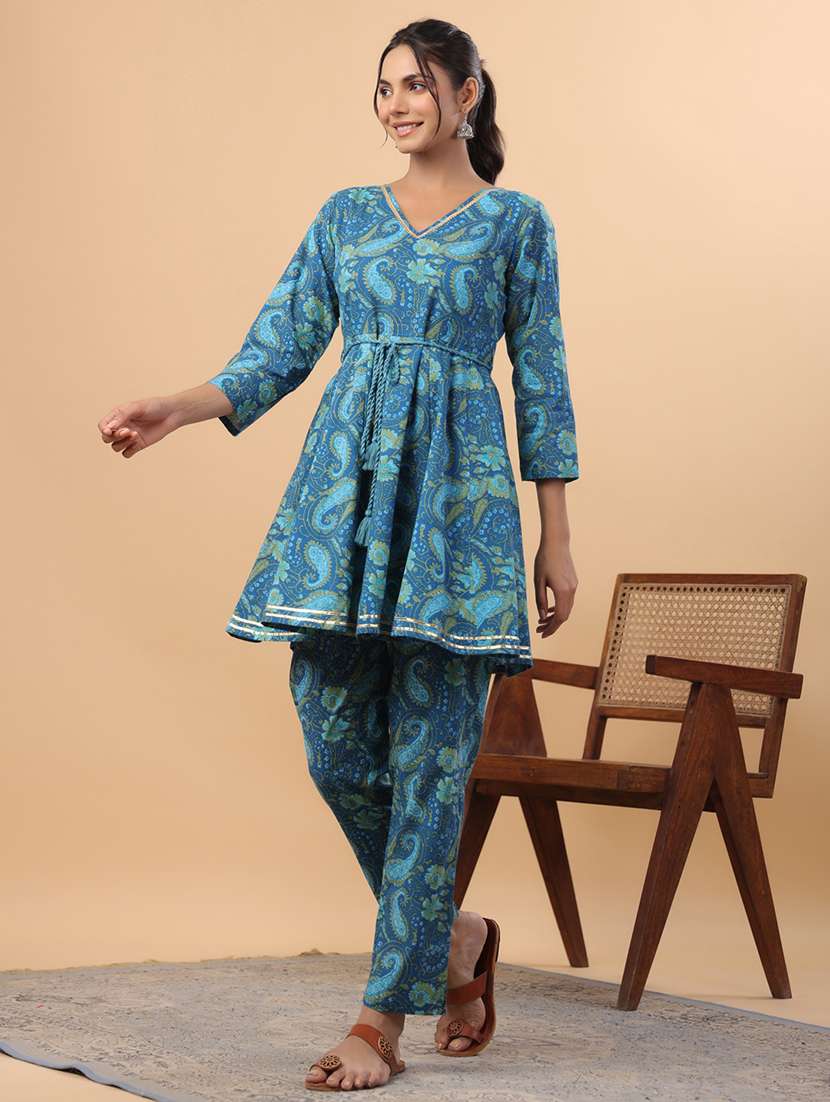 women blue paisley printed co-ord set - 21515295 -  Standard Image - 1