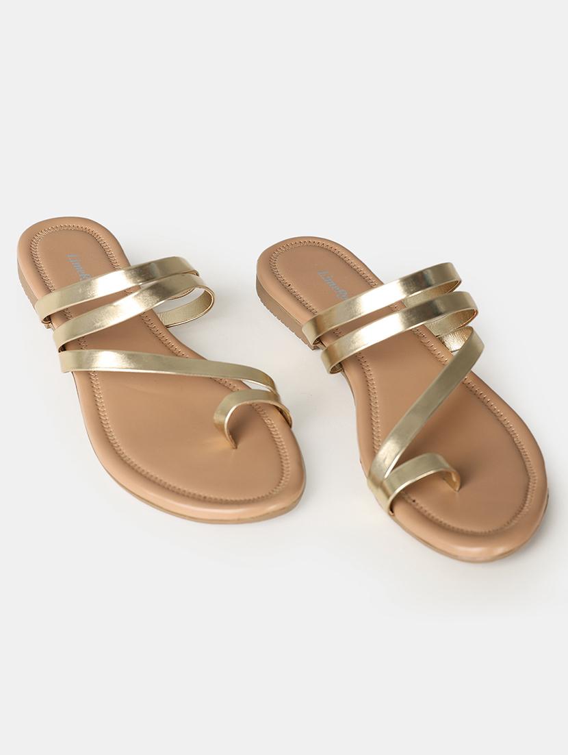 women gold slip on sandal - 21515298 -  Standard Image - 1