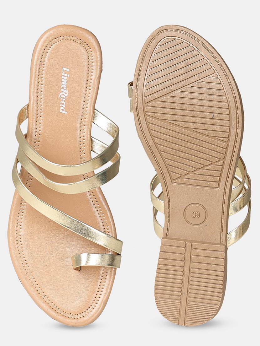 women gold slip on sandal - 21515298 - Standard Image - 4