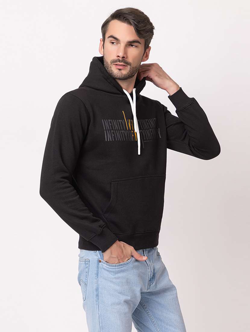 men black cotton chest print sweatshirt - 21515319 -  Standard Image - 1