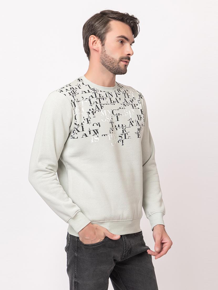 men grey cotton chest print sweatshirt - 21515320 - Standard Image - 1