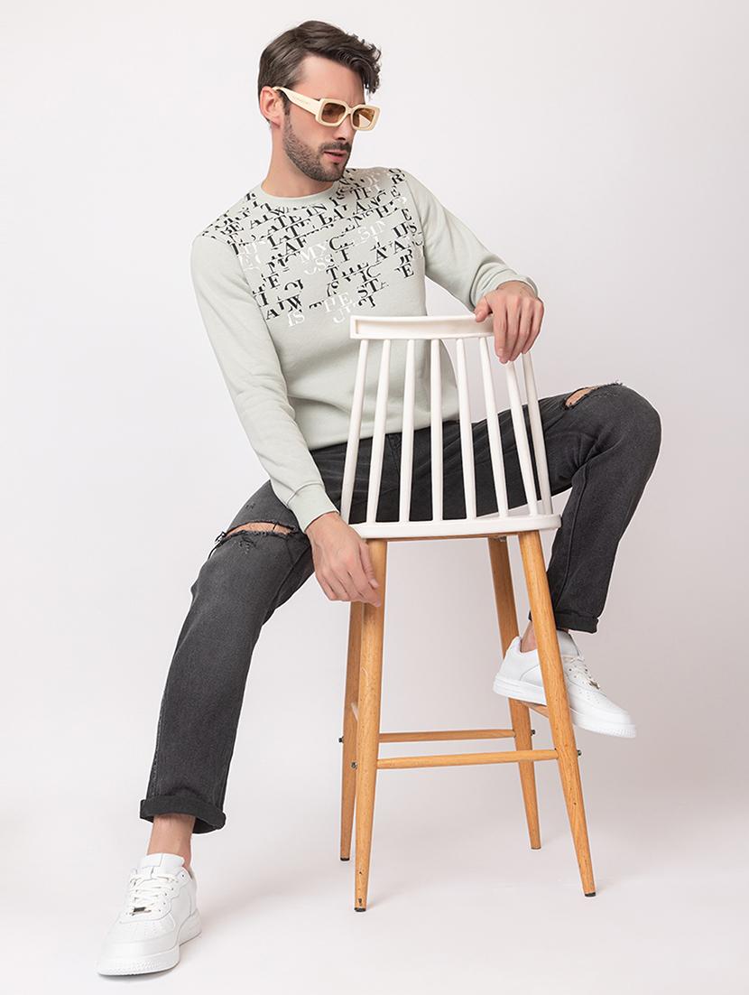 men grey cotton chest print sweatshirt - 21515320 - Standard Image - 4