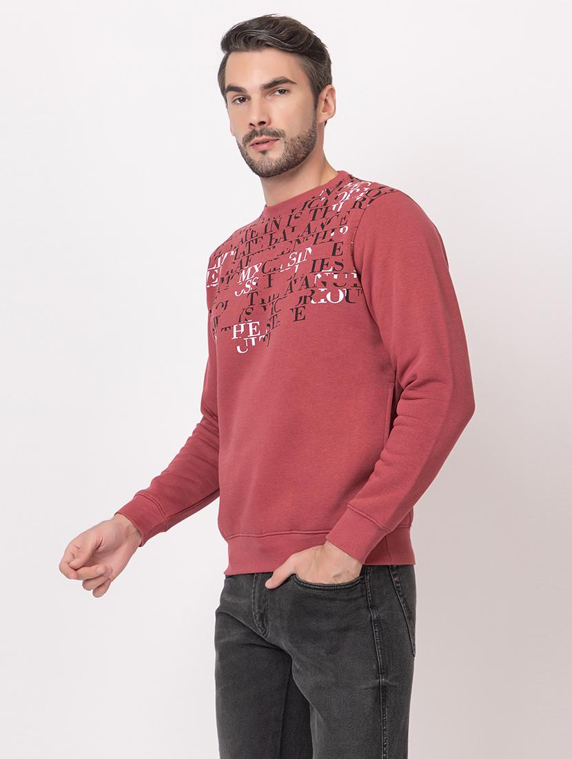 men peach cotton chest print sweatshirt - 21515321 - Standard Image - 1