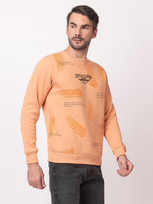 men orange cotton front print sweatshirt - 21515331 - Standard Image - 0