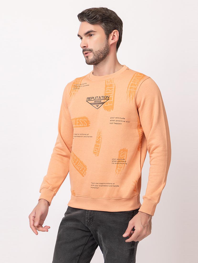 men orange cotton front print sweatshirt - 21515331 - Standard Image - 1