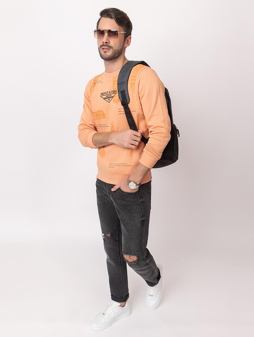 men orange cotton front print sweatshirt - 21515331 - Standard Image - 4