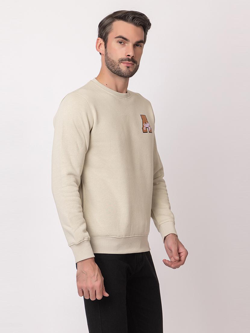 men beige cotton back print sweatshirt - 21515337 -  Standard Image - 1