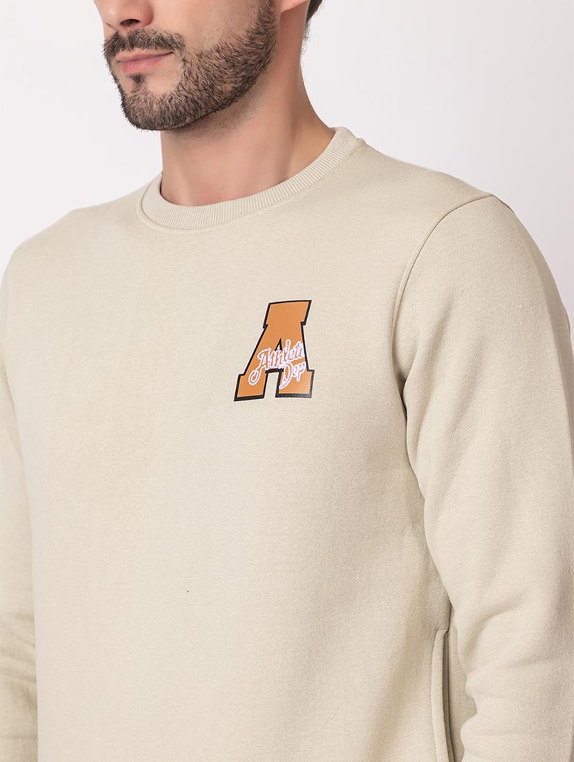 men beige cotton back print sweatshirt - 21515337 - Standard Image - 4