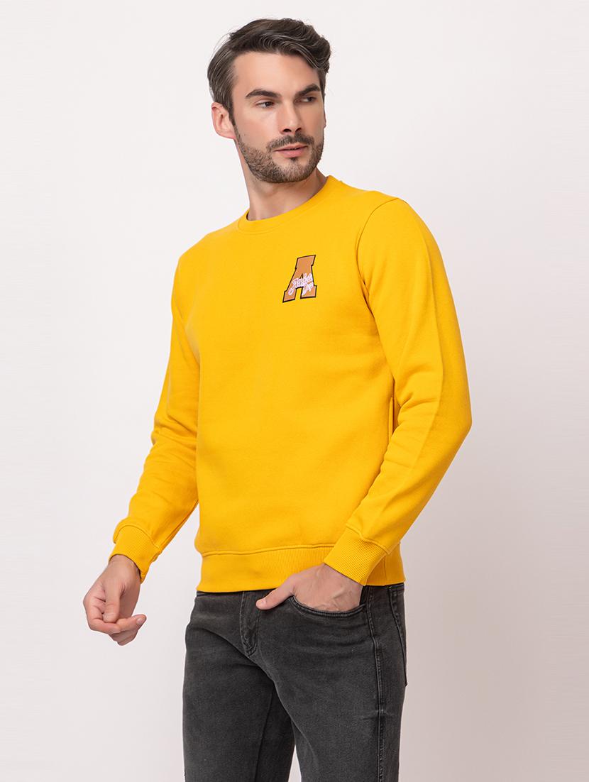 men yellow cotton back print sweatshirt - 21515338 - Standard Image - 1
