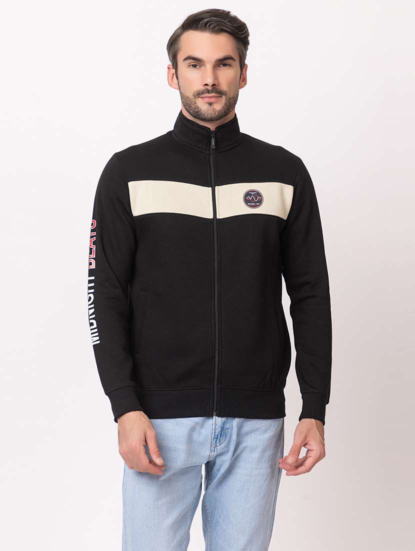 men long sleeves color block sweatshirt