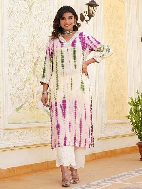 women multi color tie & dye straight kurta - 21515397 - Standard Image - 0
