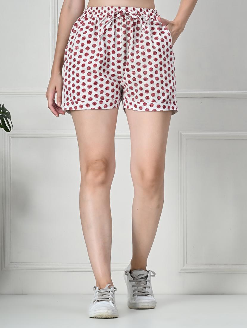 women off white cotton regular shorts - 21515475 - Zoom Image - 0