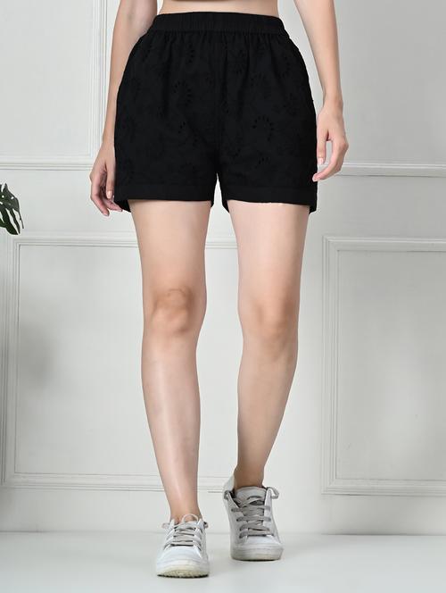 women black cotton regular shorts - 21515477 -  Standard Image - 0