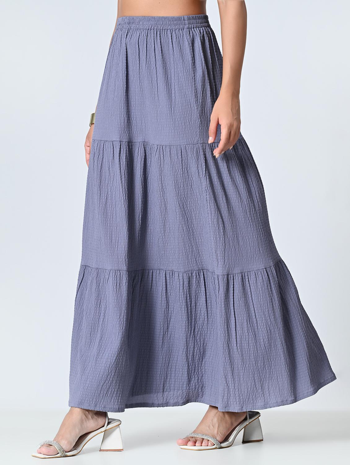 women purple polyester tiered skirt - 21515491 - Standard Image - 1