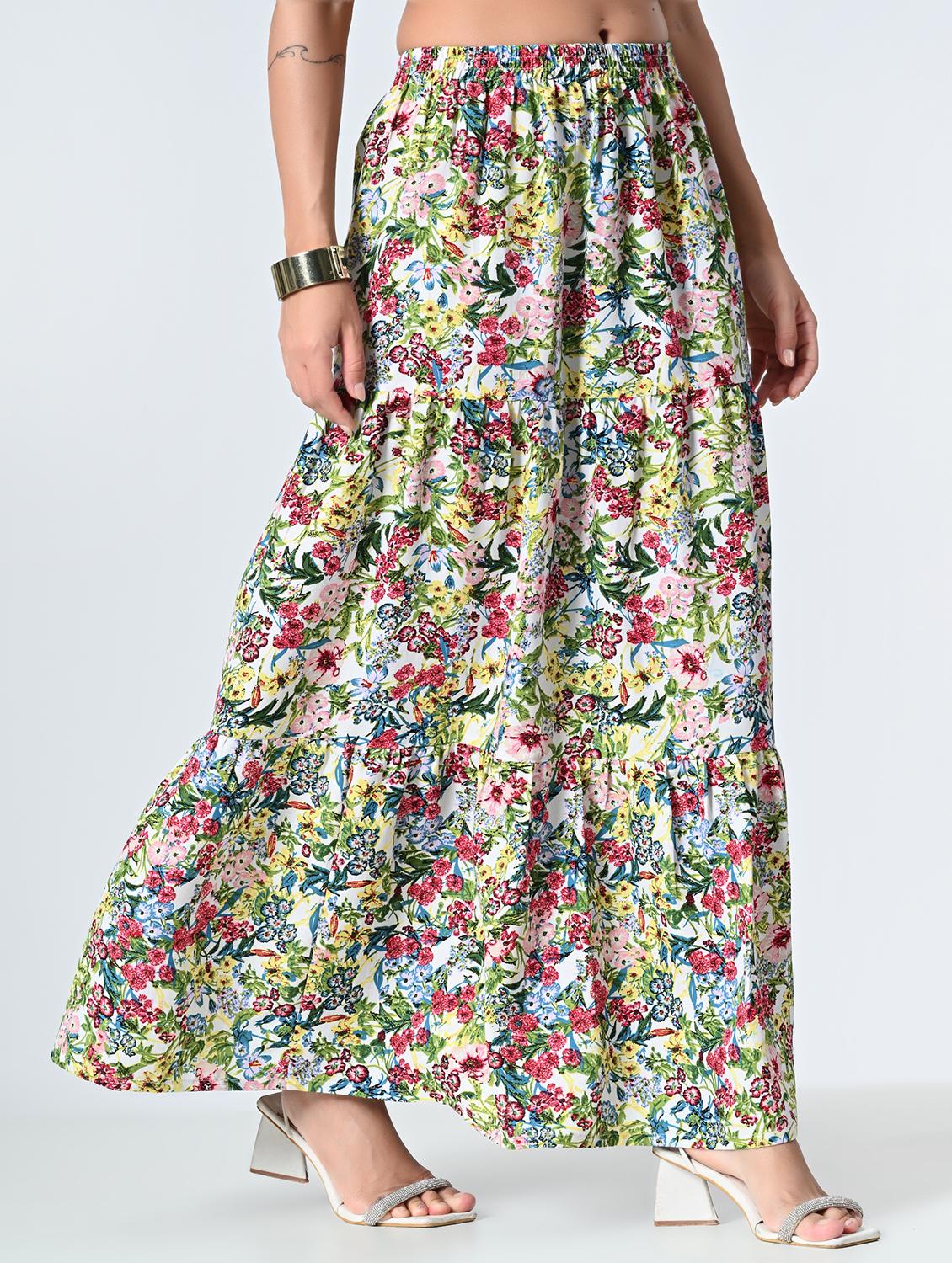 women multi colored crepe tiered skirt - 21515493 - Standard Image - 1