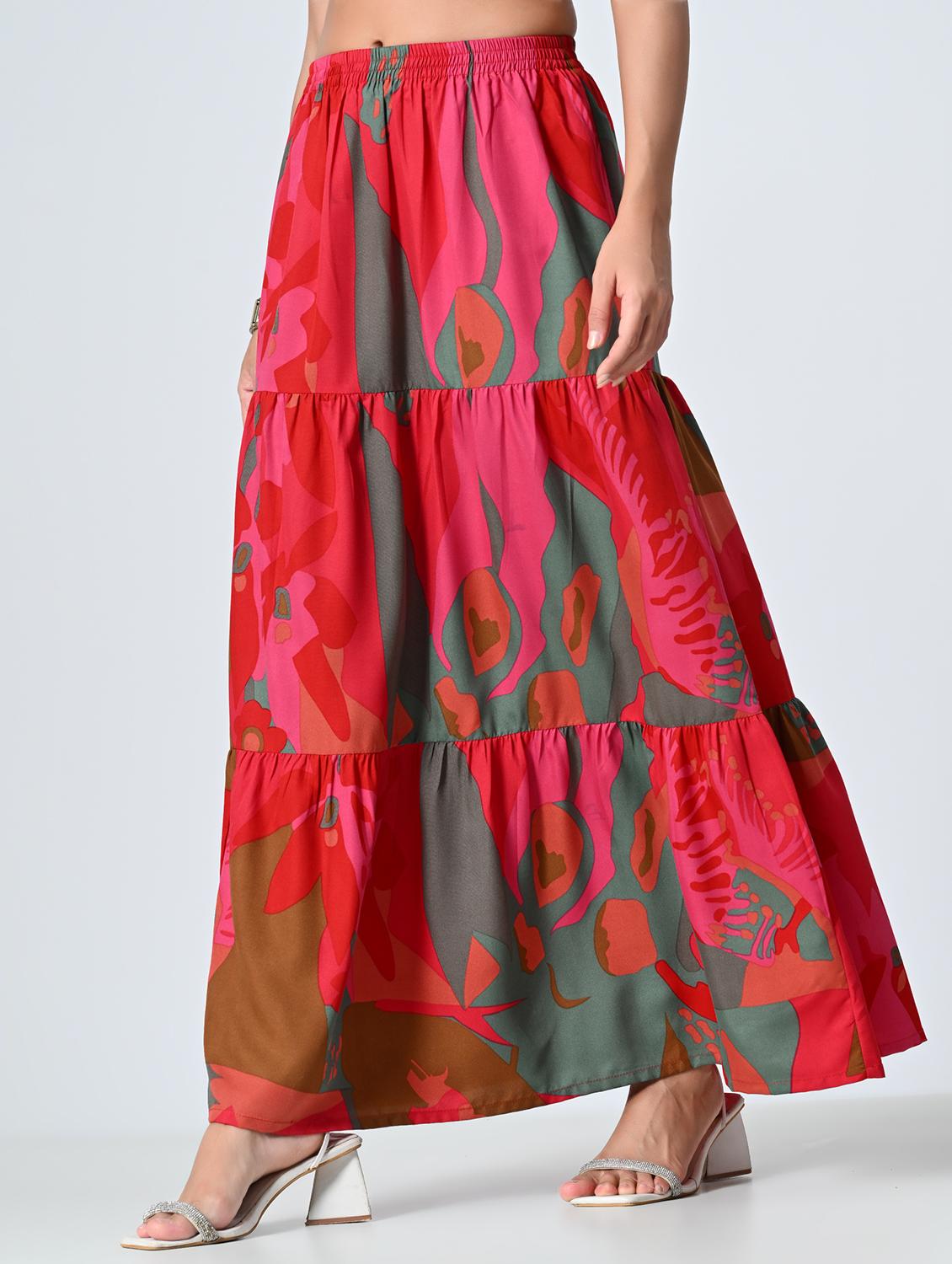 women multi colored printed tiered skirt - 21515494 - Standard Image - 1