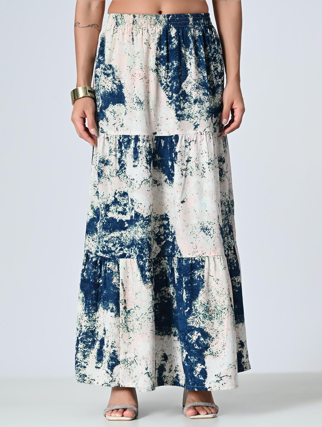 women multi colored crepe tiered skirt - 21515495 - Zoom Image - 0