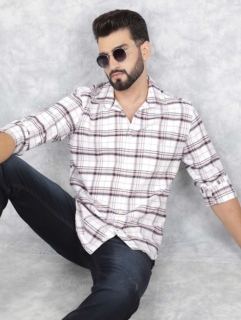 men collared tartan check casual shirt - 21517877 -  Standard Image - 1