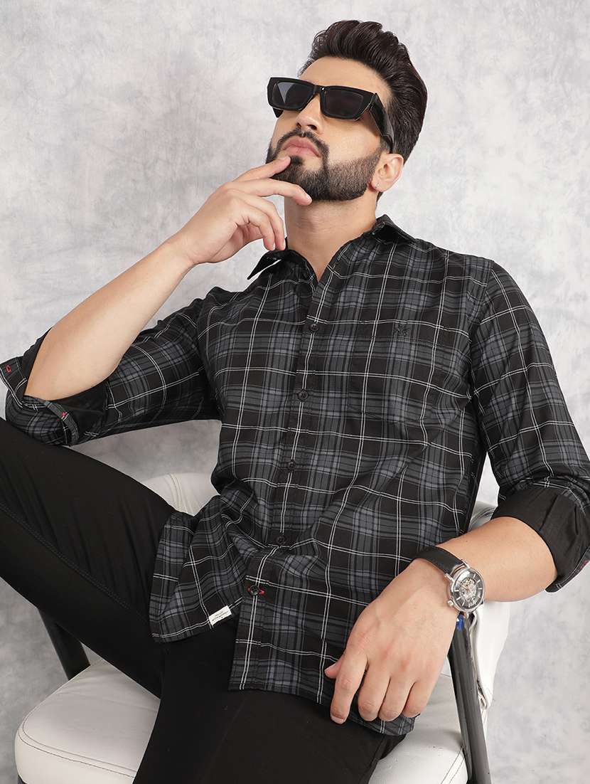 men collared tartan check casual shirt - 21517902 -  Standard Image - 1